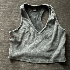 SHEIN Gray V-Neck Tank Top